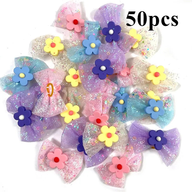 30/50pcs Pet Bows Spring Small Dog Hair Accessories Puppy Cat Flower Small Dogs Bows Pet Grooming Supplies