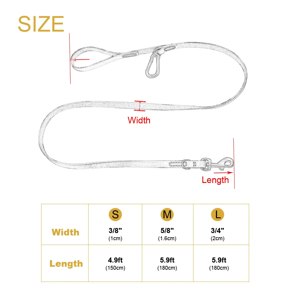 Leather Pitbull Dog Leash Durable Large Dog Leashed with Mountaineering Buckle Outdoor Pet Leads Leashes for Medium Large Dogs