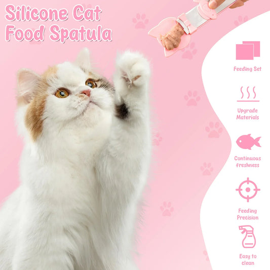 4Pcs Cat Strip Feeder Spoon Silicone Pet Food Can Supplies Set Cat Strip Squeeze Spoon Practical Pet Liquid Snack Feeding Tool