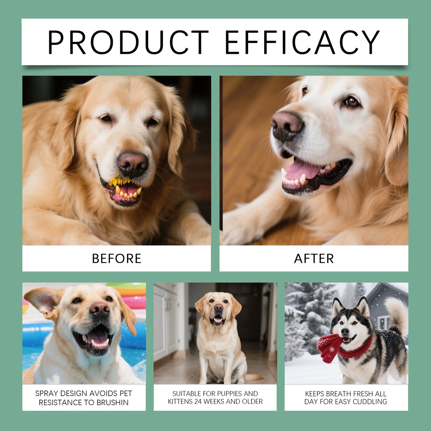 Pet Oral Spray for Dogs Cats Fresh Breath Clean Teeth Remove Plaque Tartar No Rinsing Bad Smell Mouth Harmless Healthy Care
