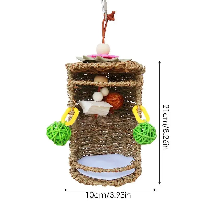 Parrot Habitat Cave Hang Tent Bird Parrot Sea Grass Tent Bird Parrot Sea Grass Tent Hideaway Bird Toy Parrot Chain Nest For