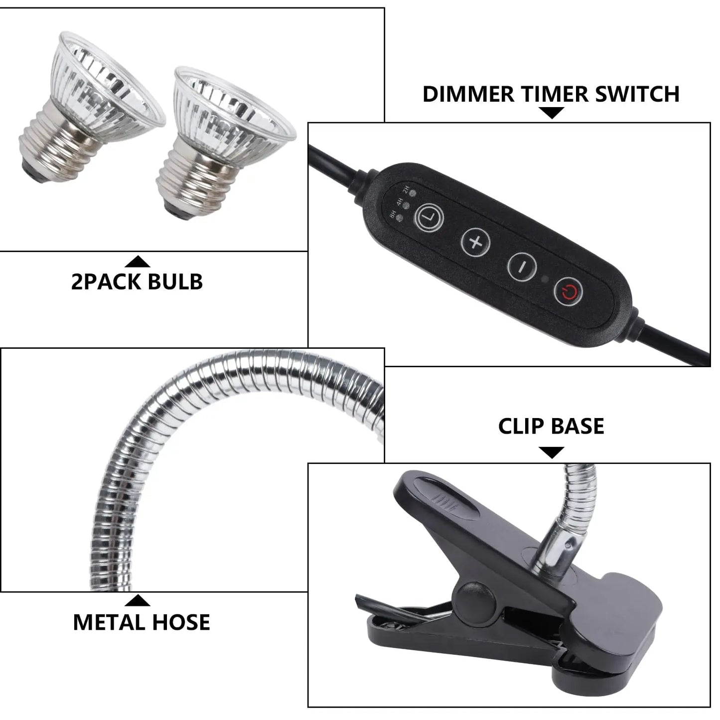 Reptile Insulated Lamp with Fixing Clip 50W UVA UVB Bulb Feeding Box Timeable Heat Lamp for Lizard Supplies Turtle Accessories