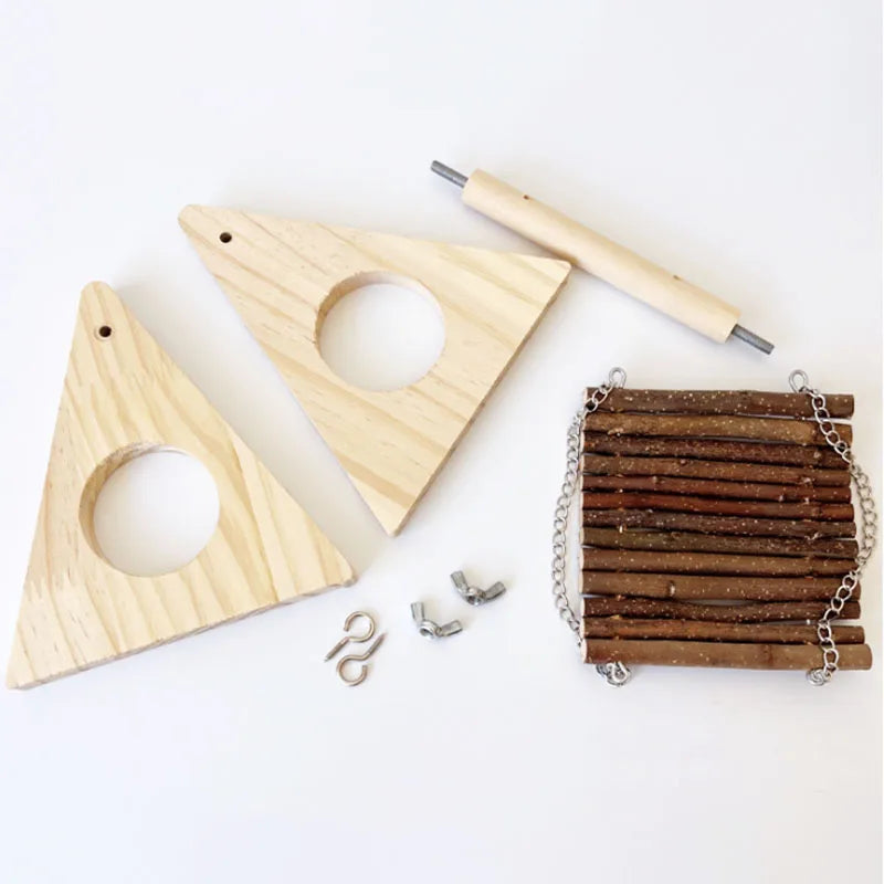 Hamster Wooden Swing Multi-functional Toy for Exercising Playing Teeth Grinding Cage Decoration Toy