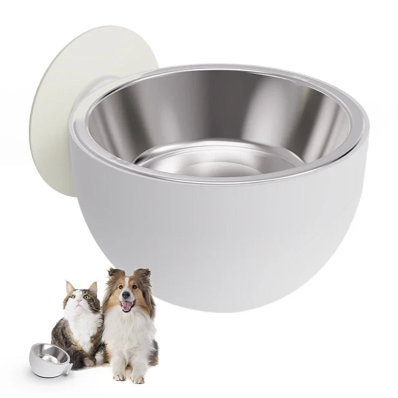 Stainless Steel Wall Mount Dog Bowl Anti Spill Magnetic Elevated Pet Food Bowl Fixed Mounted Cat Bowl Dishwasher Safe Hot Item