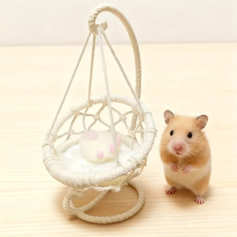 Hamster Swing Hammock Durable Hanging Cage Accessory with Soft Cushions And Small Pillows No Assembly Required Suitable Gerbils