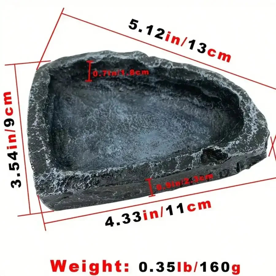 1 Pcs Small Reptiles Realistic Stone - Like Reptile Feeding and Water Bowls Safe and Durable Ideal for Bearded Dragons and Other