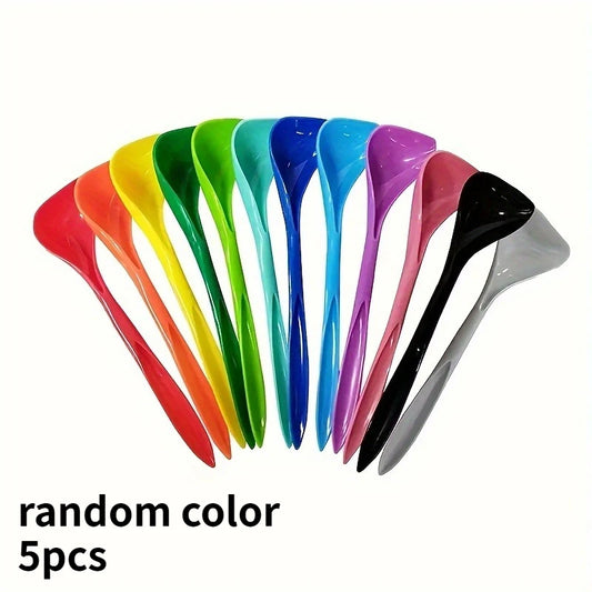 5 pieces of random color pet food spoons, cat feeding spoons, durable pet care supplies