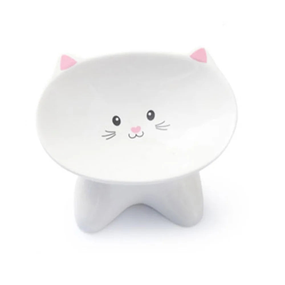 Pet Supplies Ceramic Cat Bowl Creative Cute Dog Food Feeding Basin Multi-use Slanted Mouth Pet High Foot Bowl Kitten Puppy