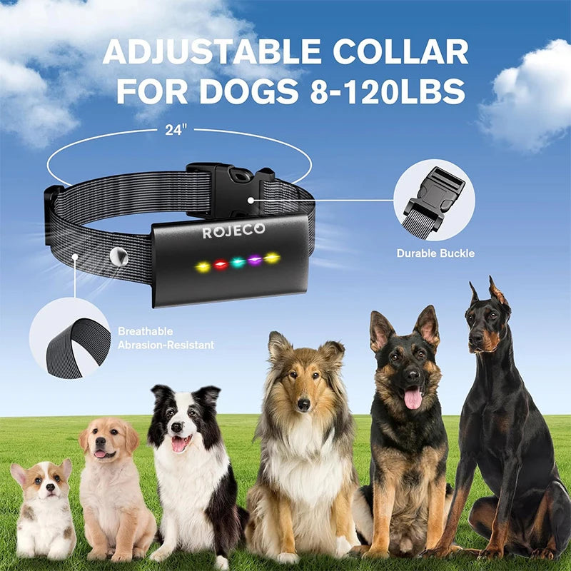 ROJECO Dog Training Collar with Remote Control 1600FT IP67 Waterproof Electric Dog Collar For Pet Dog Bark Control Stop Collar
