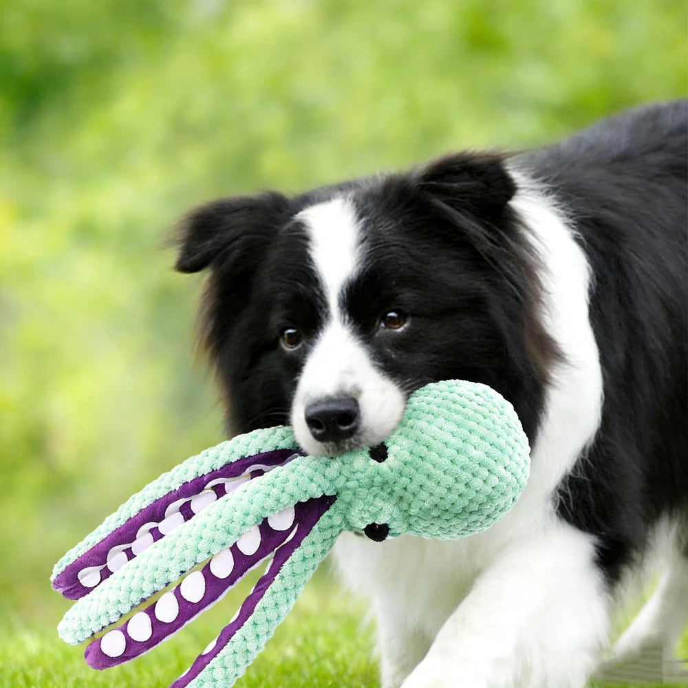Dog Squeak Toy Teeth Grinding Bite Resistant Octopus Pet Plush Toy Boredom Companion Puppy Toy Dog Toys