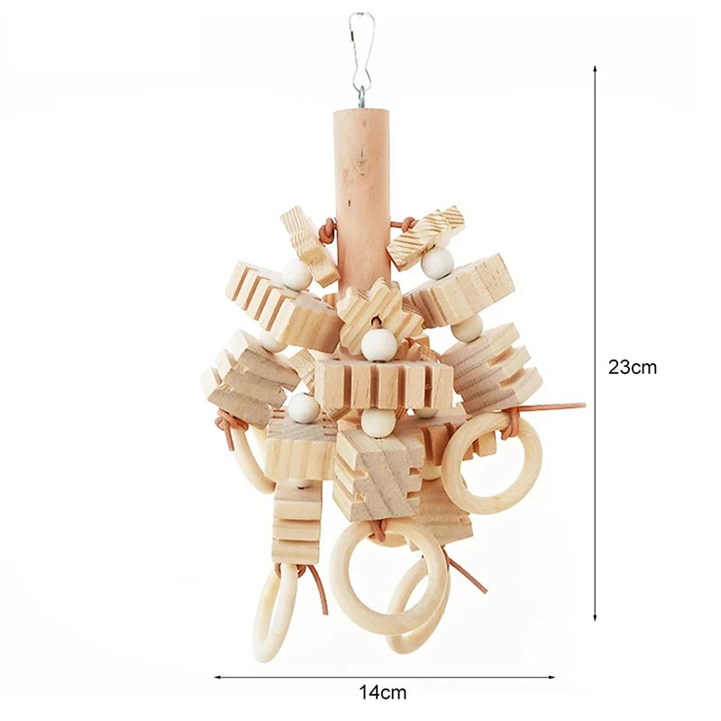 Large Parrot Toy Tearing Natural Wooden Blocks Bird Chewing Toy Parrot Cage Bite Toy Environmental Protection Bird Parrot Toy