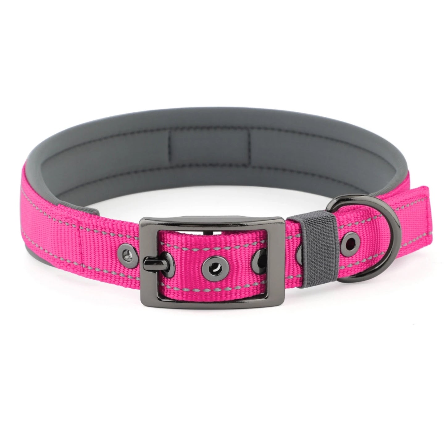 Dog Collar for Large Dogs Neoprene Padded and Adjustable Reflective Wide Heavy Duty Pet Collars with Durable Metal Belt Buckle