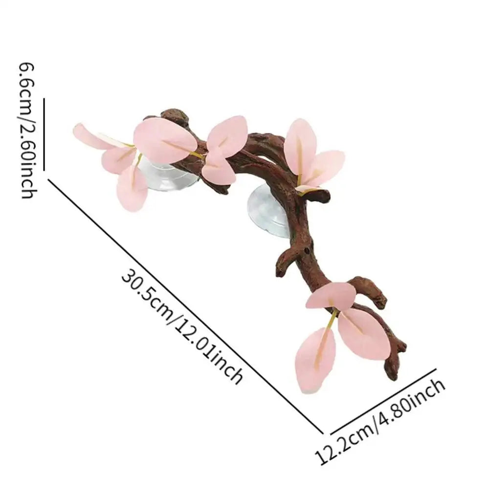 Reptile Climbing Branch Suction Tree Branch with Leaves Gecko Terrarium Decoration Snake Enclosure Decor Lizard Habitat Decor