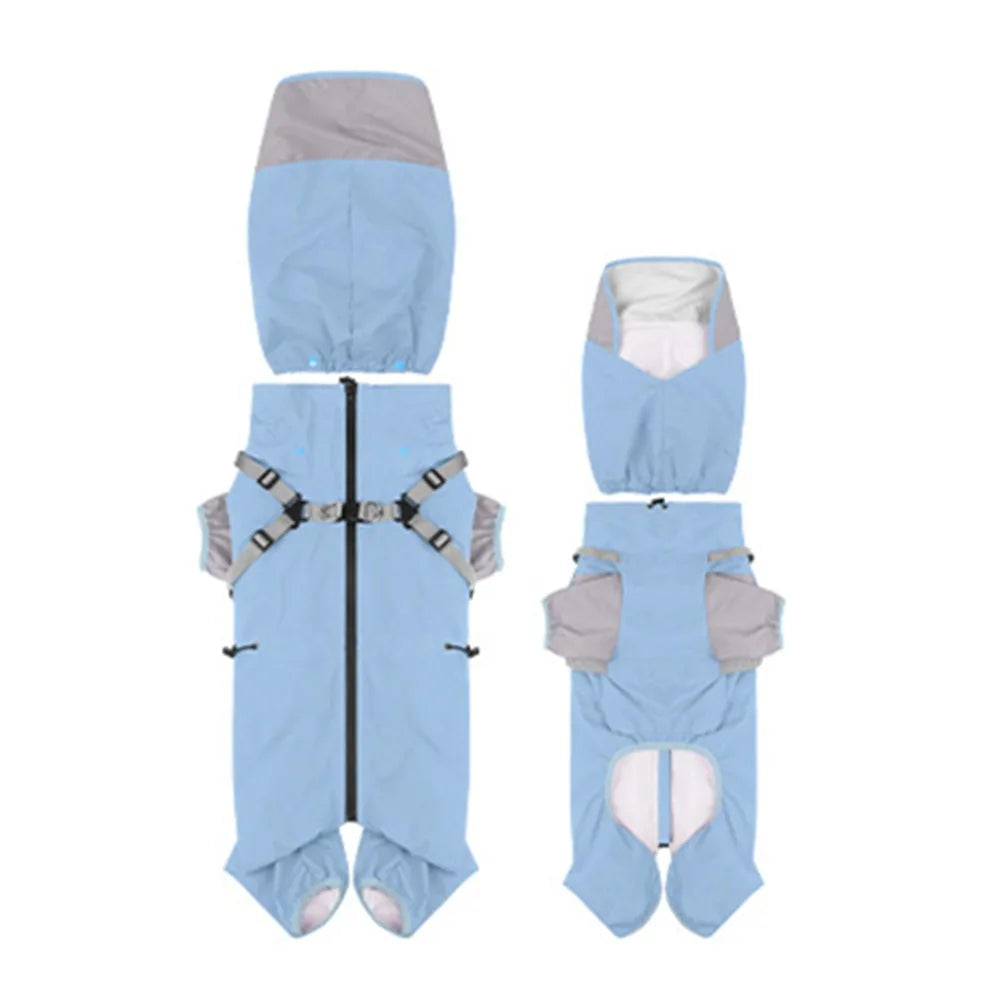 Waterproof Pet Dog Raincoat Four Legged Clothing Lightweight Dog Rain Jacket with Hat S-XXL Pet Rainwear Dog Accessories