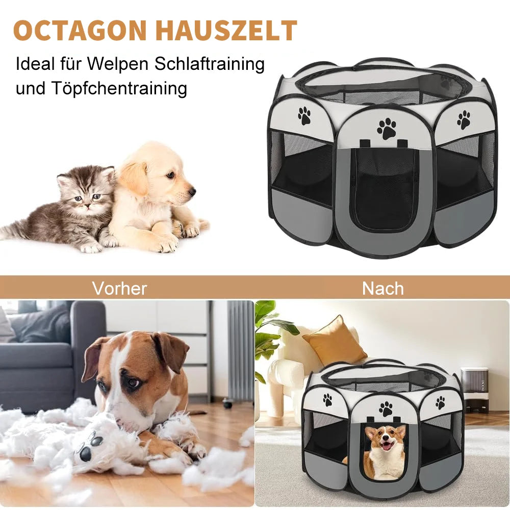 Foldable Pet Tent Kennel Cat Delivery Room Octagonal Fence Puppy Shelter Detachable Pet Tent Outdoor Cat Cage Dog Fences