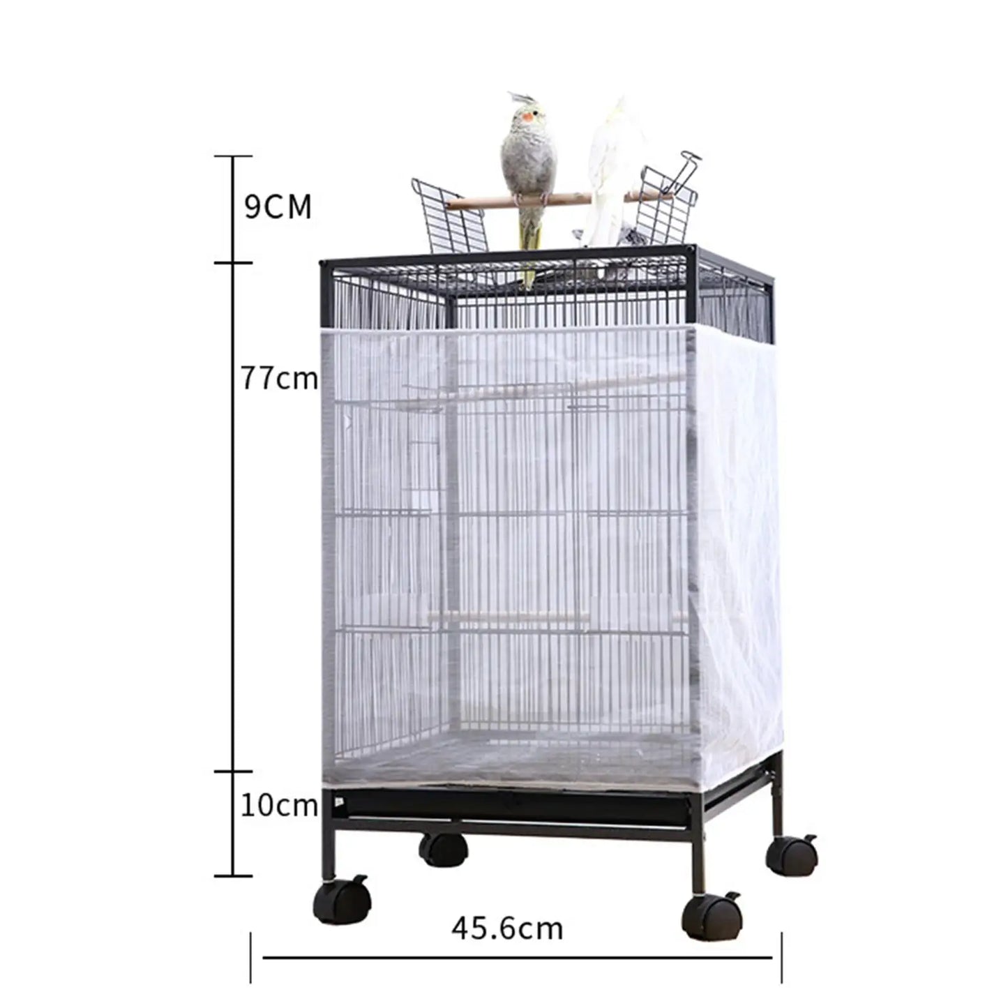 Bird Cage Mesh Cover Parrot Cage Catcher Cover For Cockatiels Budgies And Parrots Indoor Elastic Cover Protector