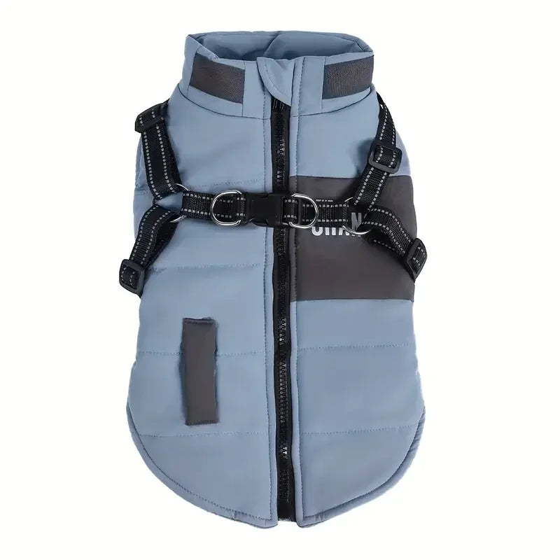 Winter Dog Coat Lined Jacket with Reflective Leash & Easy-Access Zipper Pet Winter Wear, Modern Pet Apparel, Durable Pet Gear