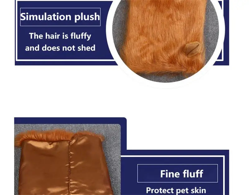 NONOR Cute Pet Dog Cosplay Clothes  Costume Lion Mane Winter Warm Pet for Large Dogs  Party Decoration with Ear Pet Accessories