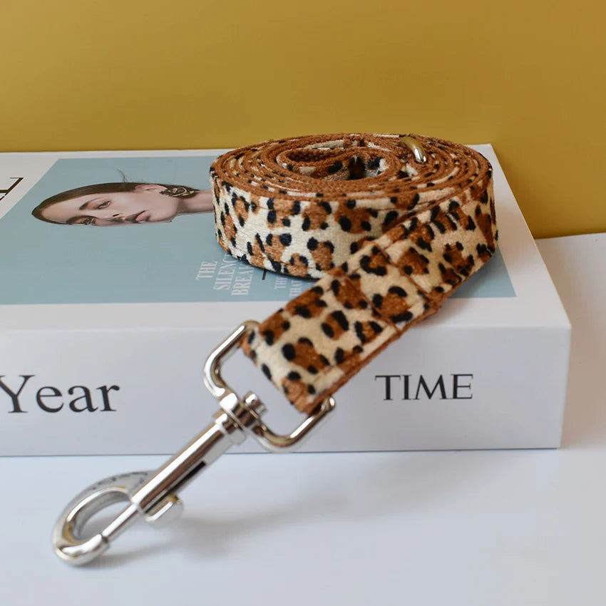 Leopard Print Bow Tie Dog Collar For Small Medium Large Dogs Custom Collars Engraved Nameplate Pet Supplies Necklace Animal 01