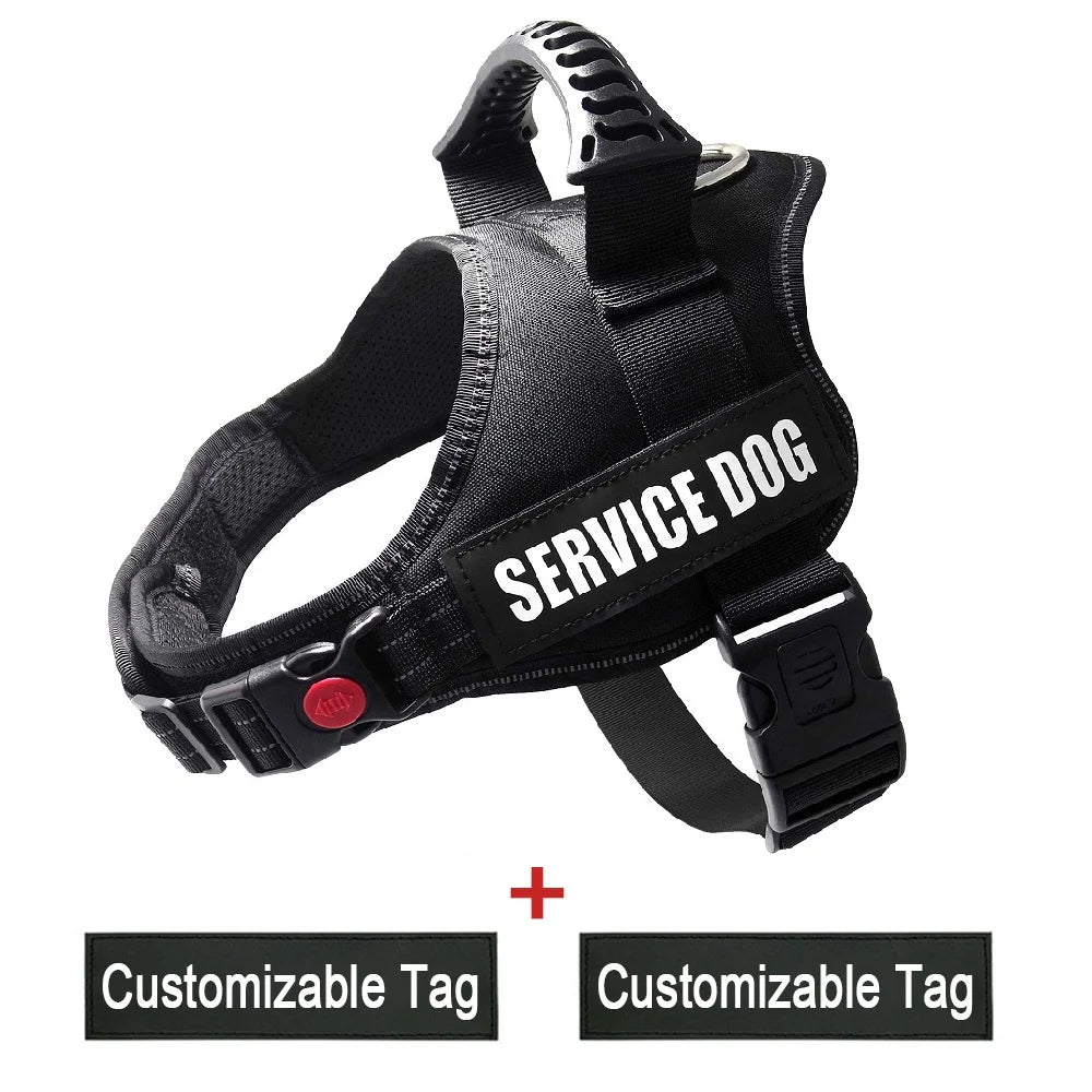 Reflective Nylon Pet Dog Harness All Weather Service Dog Vest Padded Adjustable Safety Vehicular Lead For large medium small Dog