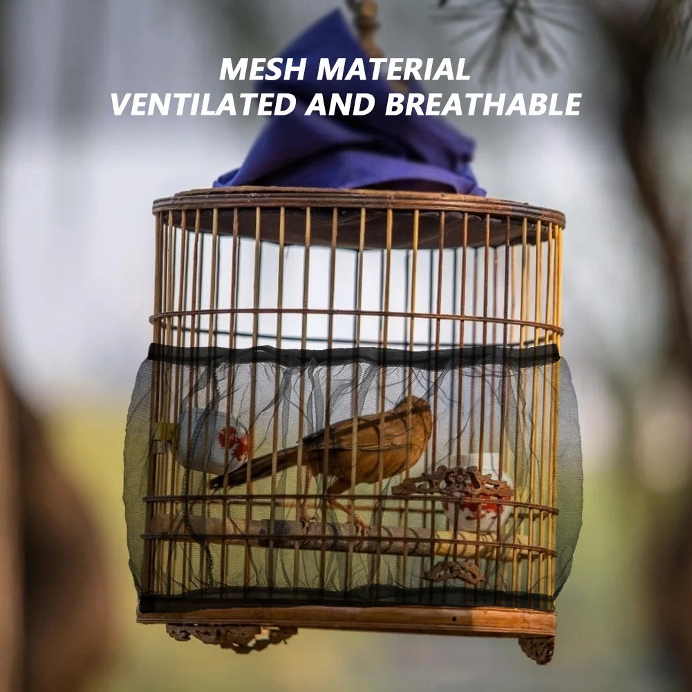 Nylon Mesh Bird Cage Cover Dustproof Birdcage Parrot Cage Net Easy Cleaning Seed Catcher Guard Pet Accessories
