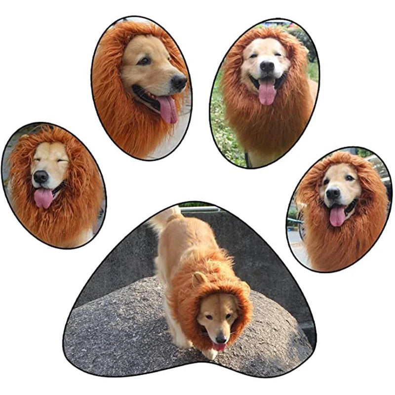 NONOR Cute Pet Dog Cosplay Clothes  Costume Lion Mane Winter Warm Pet for Large Dogs  Party Decoration with Ear Pet Accessories