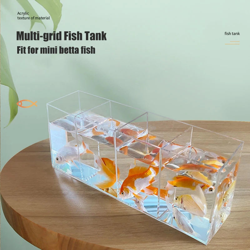 Aquarium Acrylic Fish Tank Betta Fish Display Rack Multi-grids Desktop Small Fish Tank Isolation Turtle Tank Miniature Landscape