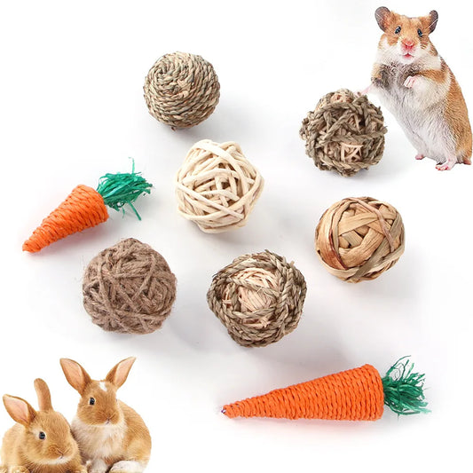 MicroPlush Hamster Ball Toy Bundle - Enrichment Toys For Small Pets With Ball Toy, Toothbrush Accessory, Hemp Mix