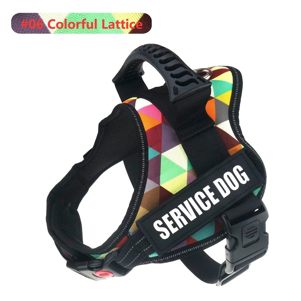 Reflective Nylon Pet Dog Harness All Weather Service Dog Vest Padded Adjustable Safety Vehicular Lead For large medium small Dog