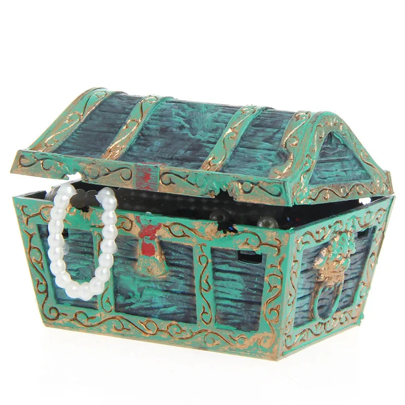 2025 New Treasure Chest Shaped Aquarium Air Action Ornament Fish Tank Aquascaping Decor