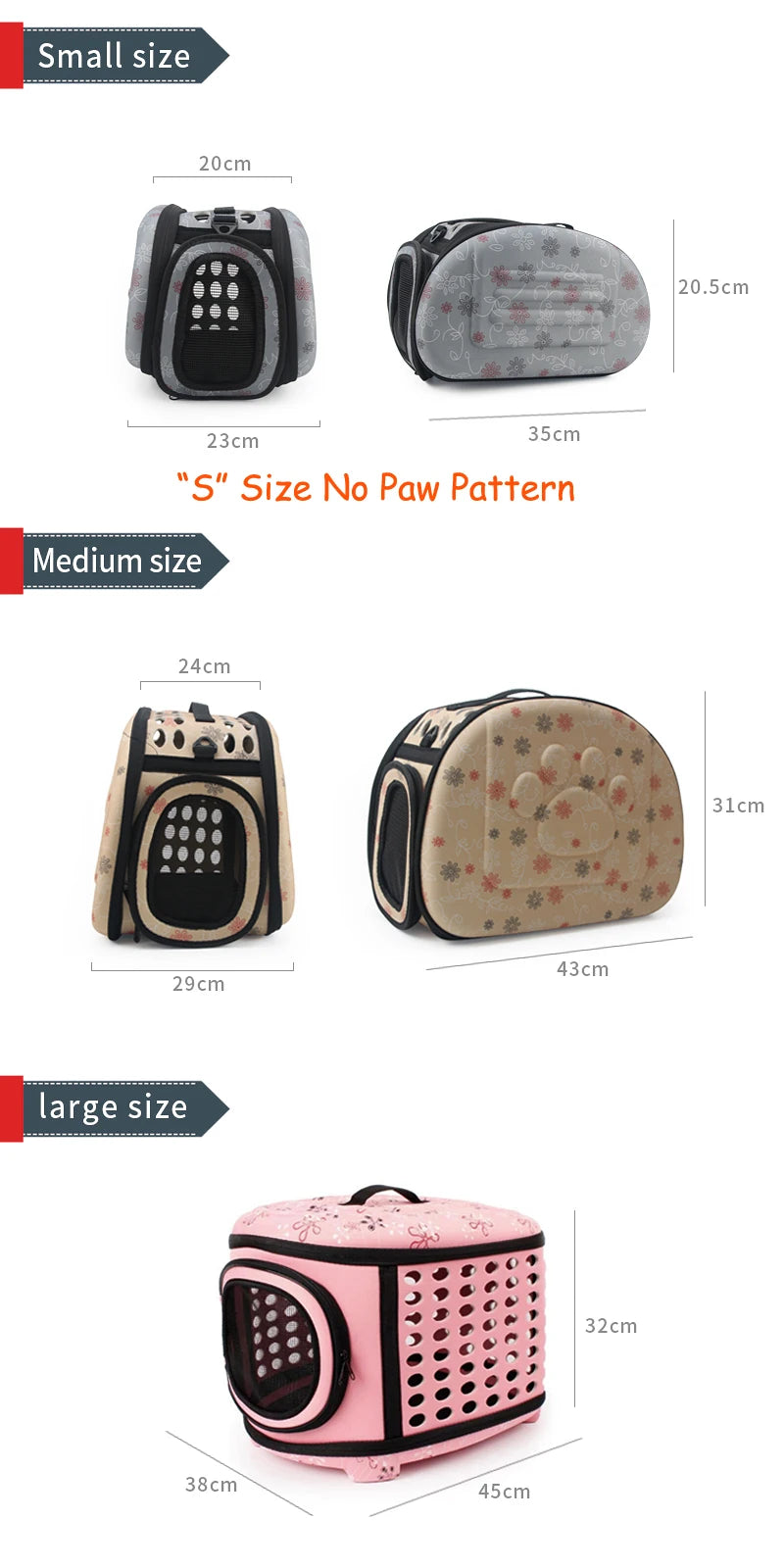 Dog Carrier Bag Portable Cat Handbag Foldable Travel Pet Bag Puppy Carrying Mesh Shoulder Dog Bag S/M/L