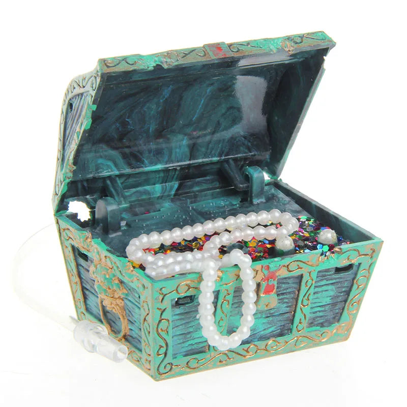 2025 New Treasure Chest Shaped Aquarium Air Action Ornament Fish Tank Aquascaping Decor