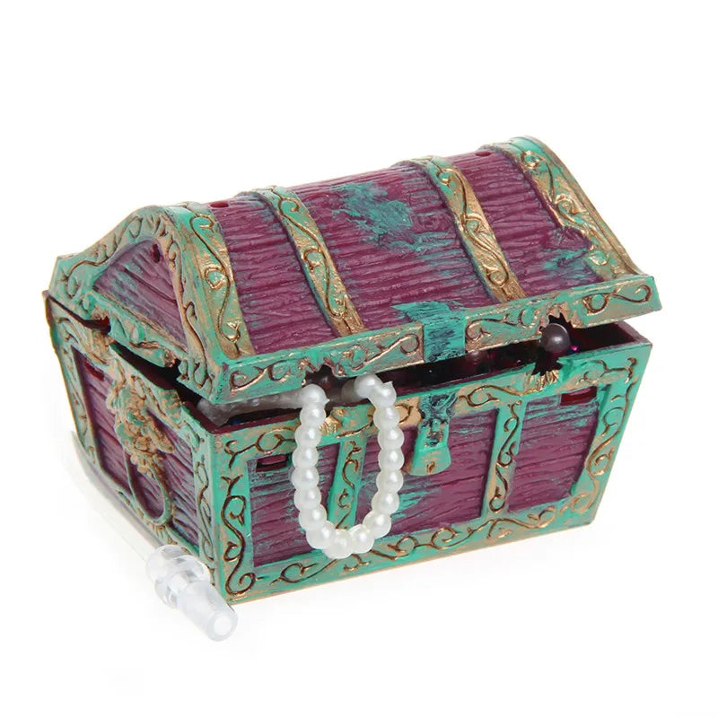 2025 New Treasure Chest Shaped Aquarium Air Action Ornament Fish Tank Aquascaping Decor