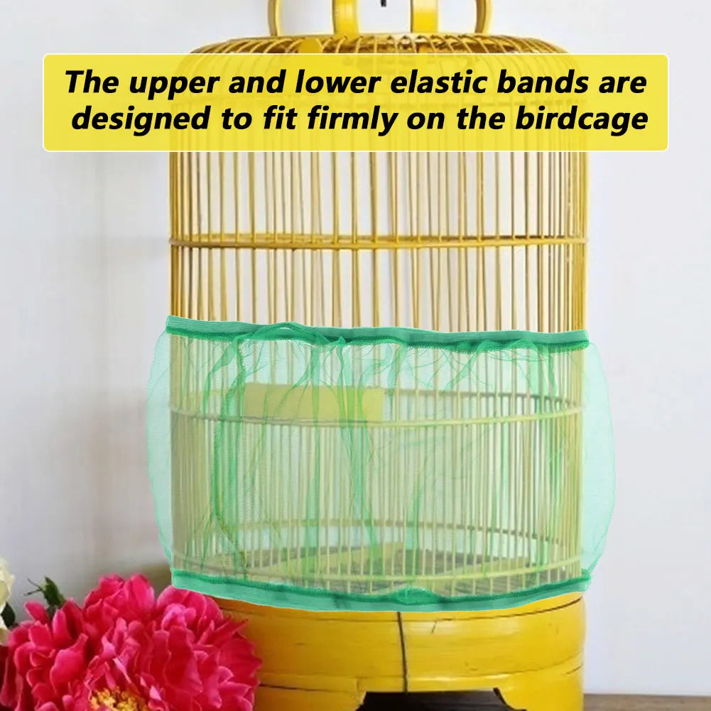 Nylon Mesh Bird Cage Cover Dustproof Birdcage Parrot Cage Net Easy Cleaning Seed Catcher Guard Pet Accessories