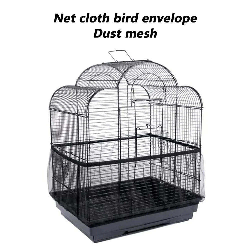 Nylon Mesh Bird Cage Cover Dustproof Birdcage Parrot Cage Net Easy Cleaning Seed Catcher Guard Pet Accessories
