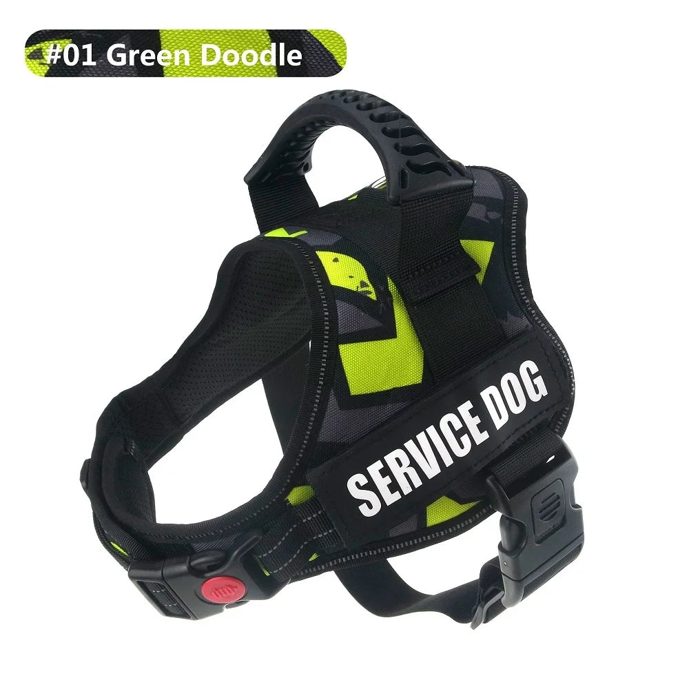 Reflective Nylon Pet Dog Harness All Weather Service Dog Vest Padded Adjustable Safety Vehicular Lead For large medium small Dog