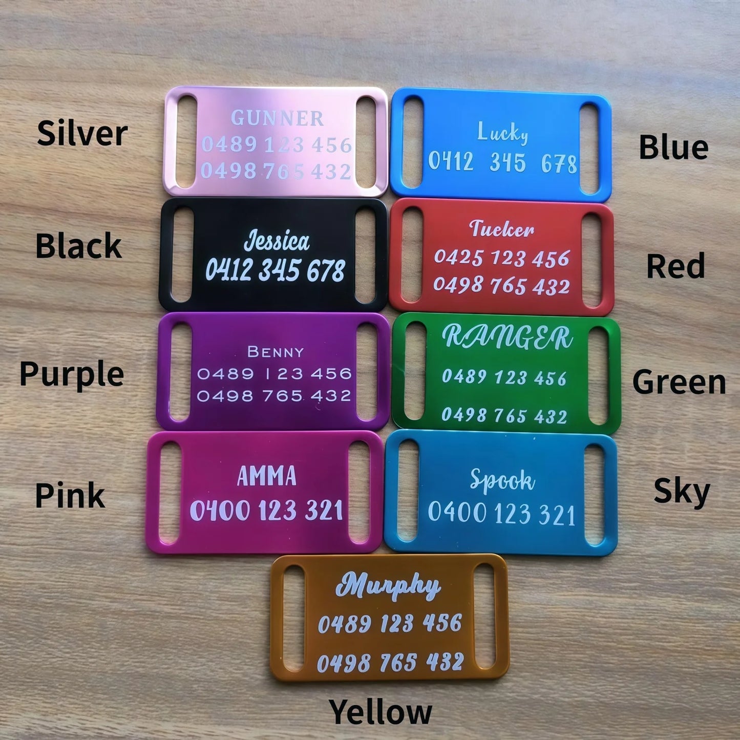 Custom Engraved Aluminum Dog ID Tag - Personalized Pet Collar Tag with Name & Phone Number