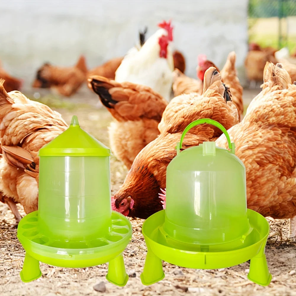 Transparent Feeder And Water Bucket Set for Poultry Hanging Self-Recovering Feeder with Base Tray Durable Polypropylene