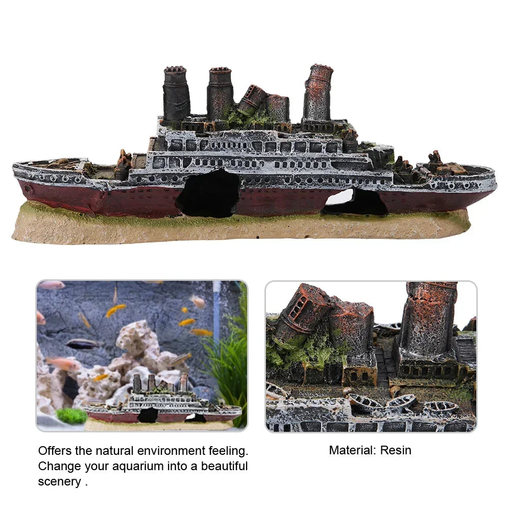 AquaDream Titanic Shipwreck Aquarium Ornament