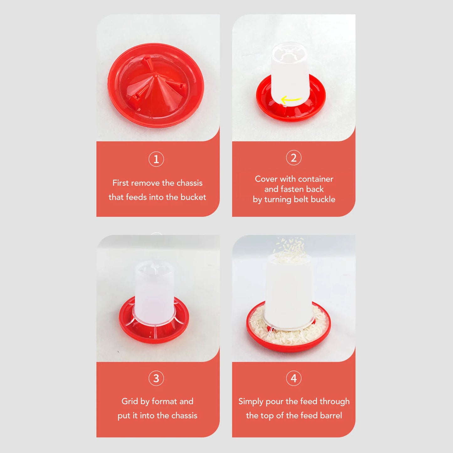 Chick Feeder and Waterer Kit Plastic Rotary Sleeve Design Automatic Feeding and Watering Bucket for Pigeons Chicks Poultry