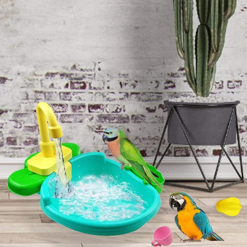 Parrot Automatic Shower Pet Bird Bath Cage Basin Parrot Bath Basin Parrot Shower Bowl Birds Accessories Parrot Toy Bird Bathtub