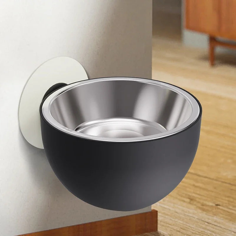 Stainless Steel Wall Mount Dog Bowl Anti Spill Magnetic Elevated Pet Food Bowl Fixed Mounted Cat Bowl Dishwasher Safe Hot Item