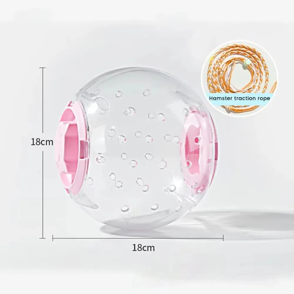 New 14cm/18cm Hamster Exercise Ball Traction Rope Transparent Running Ball Multi Purpose Multi-function Pet Supplies