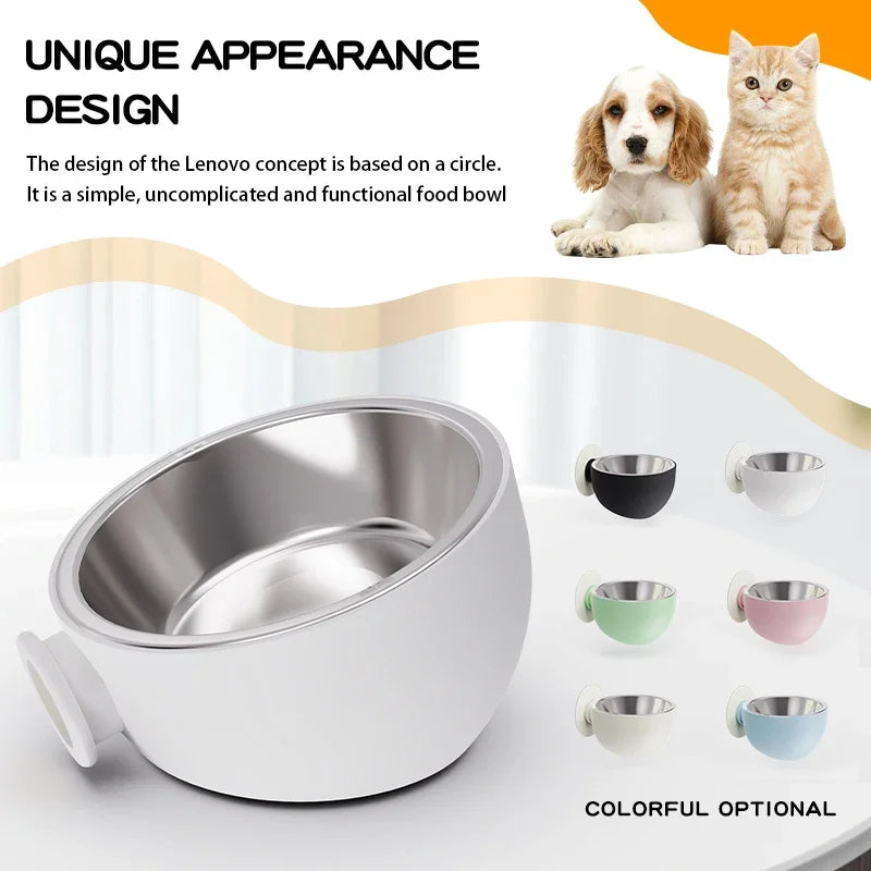 Stainless Steel Wall Mount Dog Bowl Anti Spill Magnetic Elevated Pet Food Bowl Fixed Mounted Cat Bowl Dishwasher Safe Hot Item