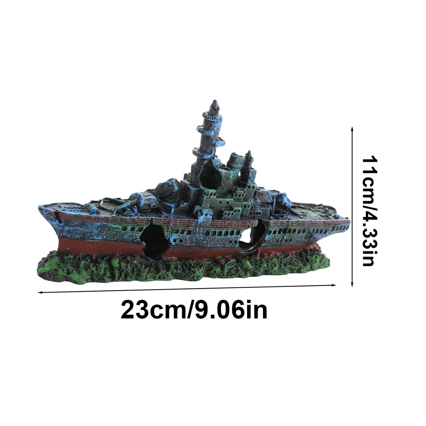Aquarium Decoration Shipwreck Landscape with Textured Rock Design - Fish Habitat, Solid Structure Suitable for Aquatic Pets