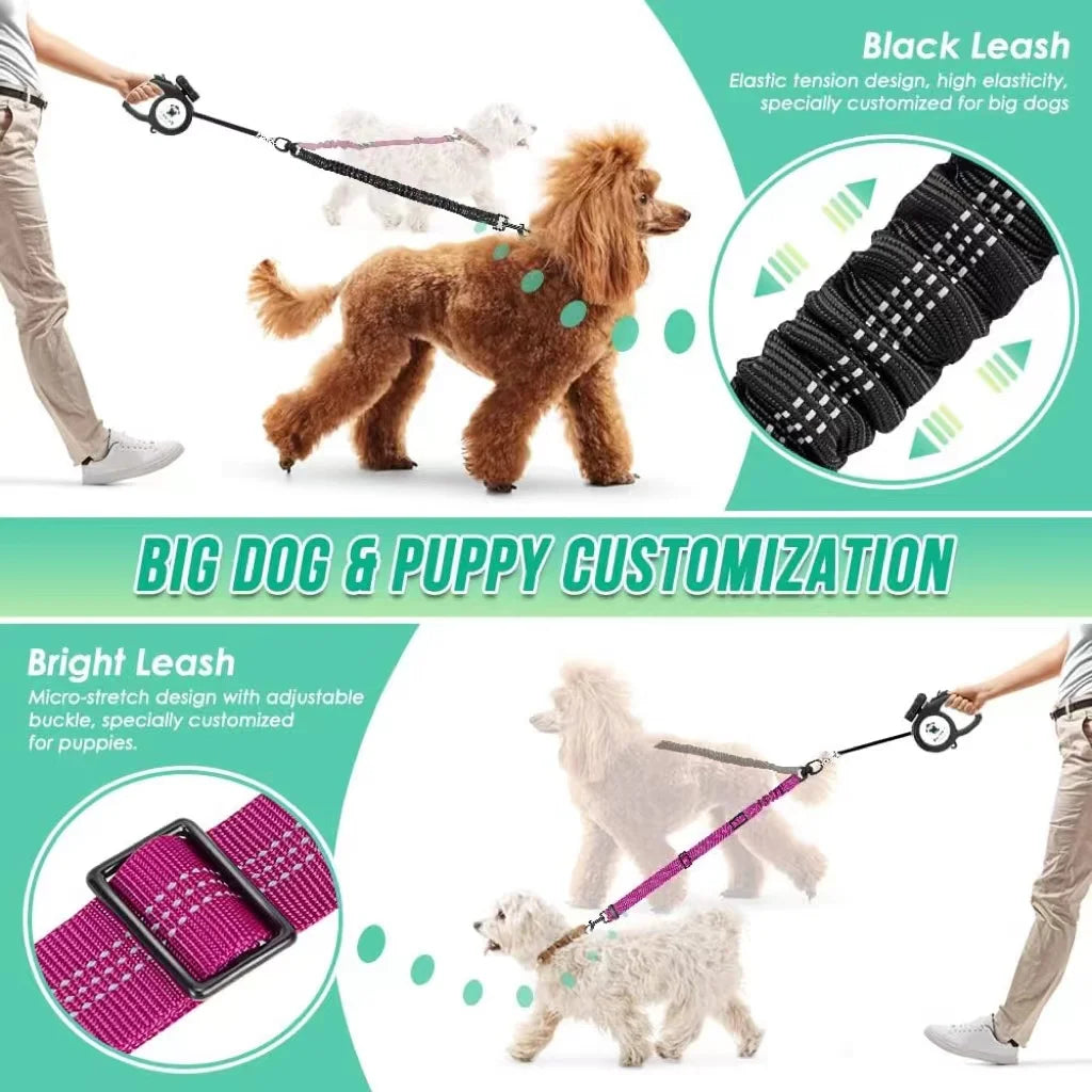Title (SEO, ≤60 chars): Dual Dog Leash Attachment Elastic Coupler For Two Dogs