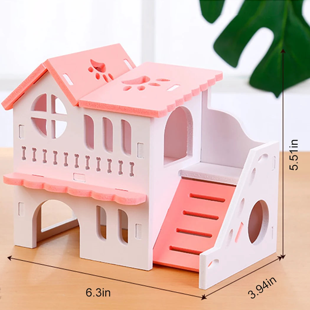 PetNest Two Layer Hamster House With Ladder - Plastic Hideout For Small Pets Perfect Toy Habitat