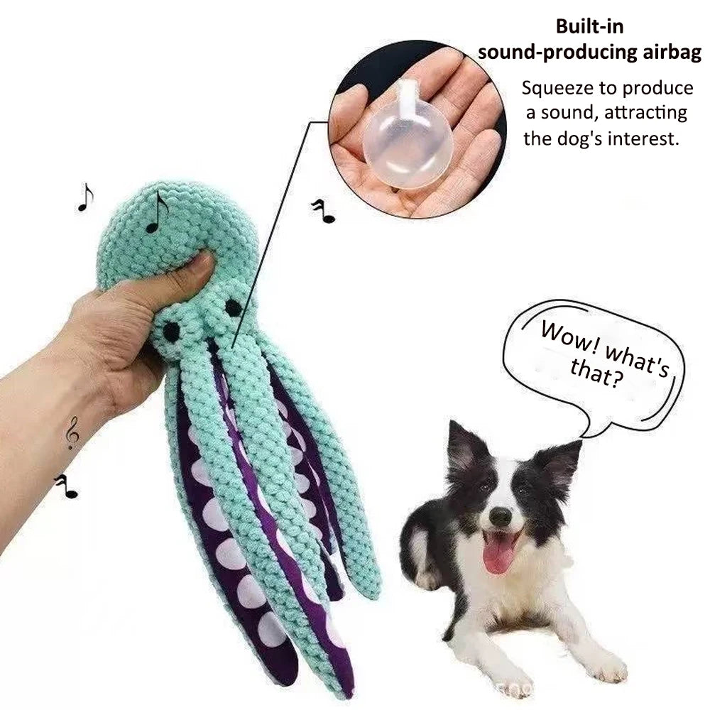 Dog Squeak Toy Teeth Grinding Bite Resistant Octopus Pet Plush Toy Boredom Companion Puppy Toy Dog Toys