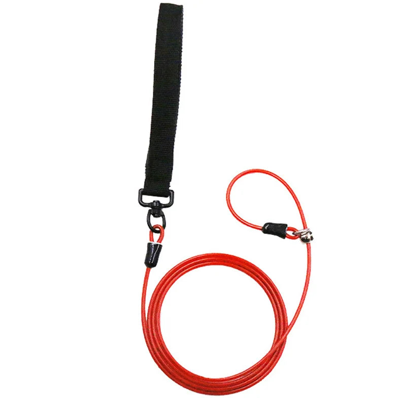 1.2/1.5mDog Tie Out Cable Dog Runner for Yard Steel Wire Chew Proof Dog Leash Training Lead for Big Strong Dogs Rugged Lead Rope