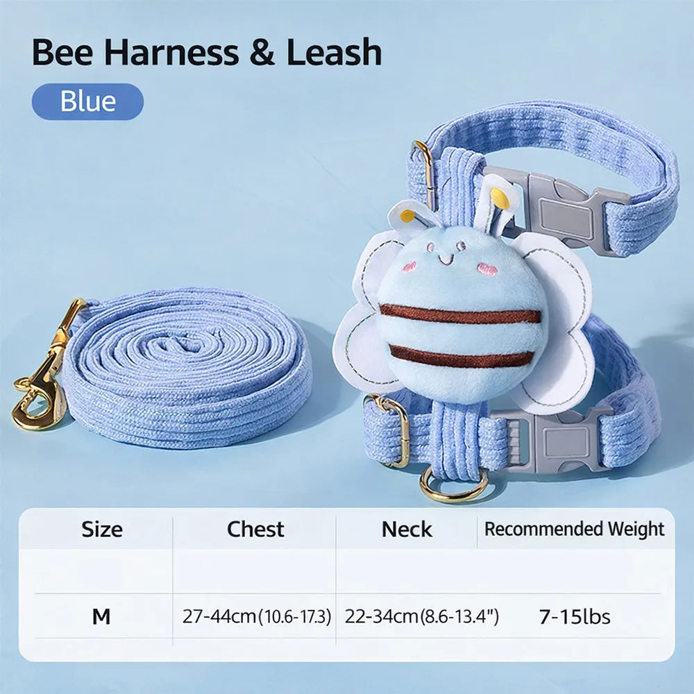 Pet Supplies Cartoon Bee Cat Harness Portable Adjustable Dog Harness Breast Back Harness Leash Set Pet Walking